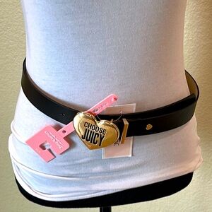 Juicy Couture Black Belt with Gold Heart Charm